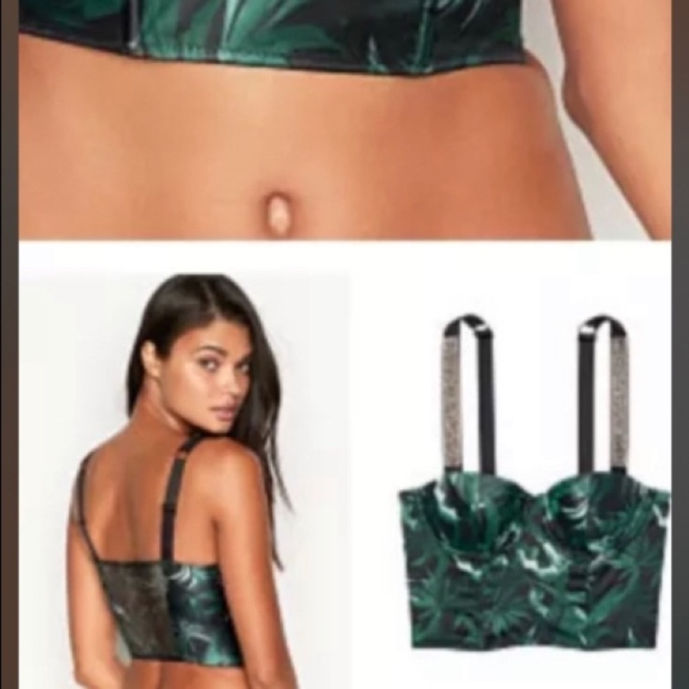 Victorias Secret Shine Strap Bling Palm Leaf Bustier Bra Very Sexy. - Picture 3 of 4